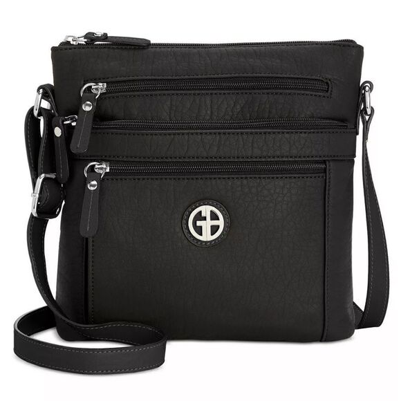 NWOT GIANI BERNINI Pebble Crossbody black silver tone hardware - Picture 1 of 4
